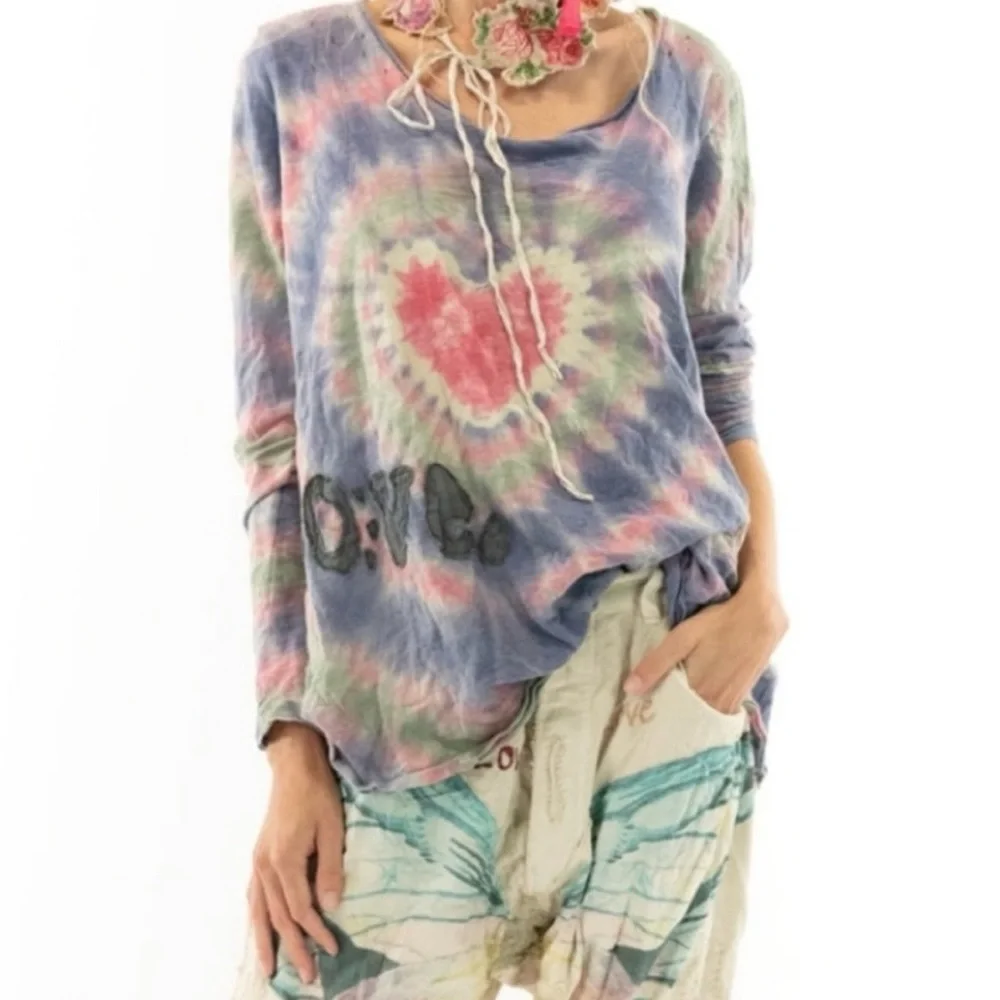 Magnolia Pearl “Love” Tie Dye Appliqué Dylan tee - Picture 1 of 8